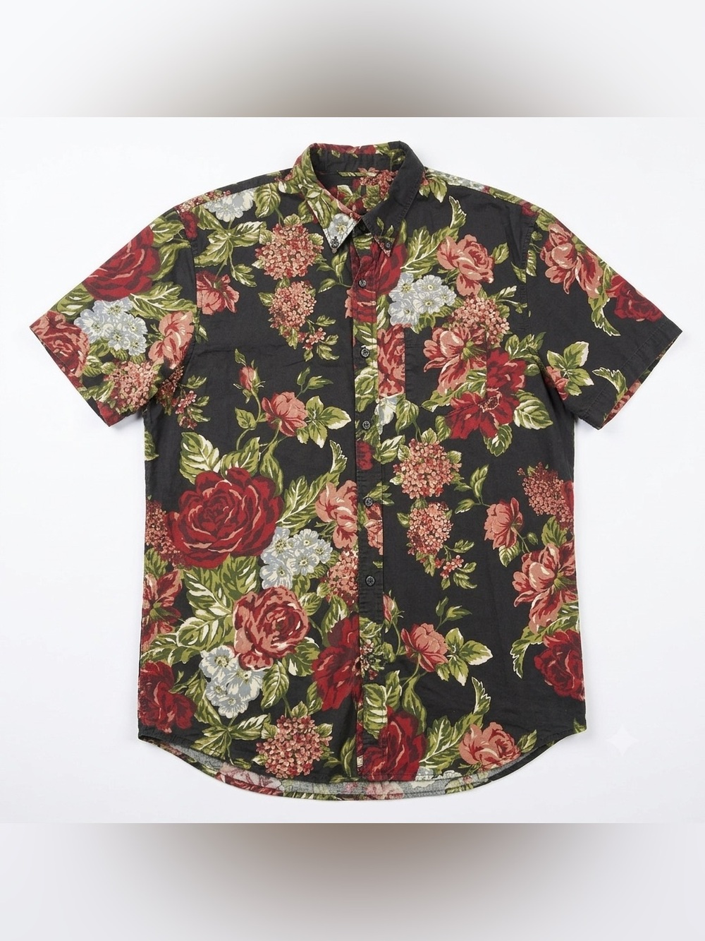 Denim & Supply Ralph Lauren Button Down Shirt Large Short Sleeve Floral Hawaiian